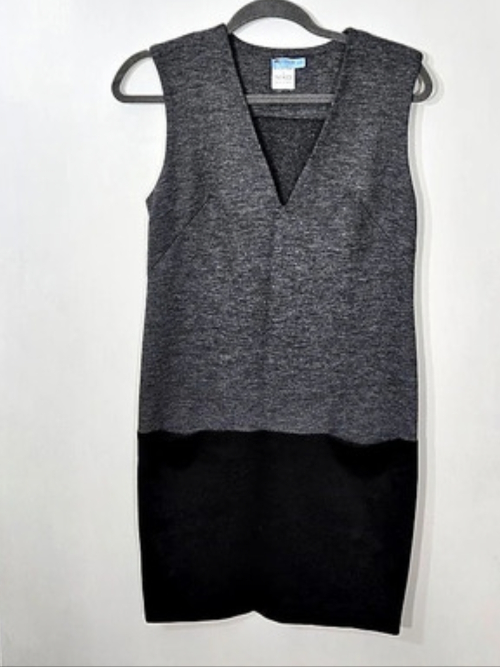 Minimalist Color Block Drop Waist Italian Grey Black Dress Size Small Like New